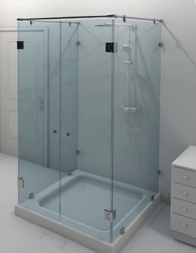 Душевая перегородка П-образная с двумя дверьми
