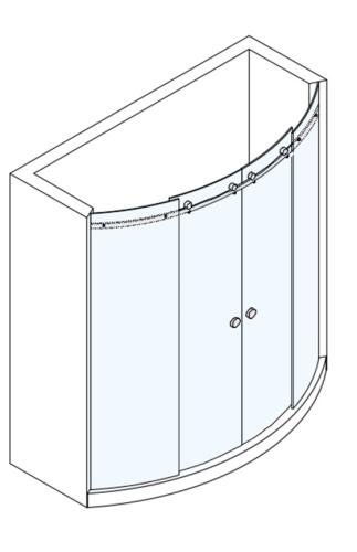 Радиусная душевая перегородка с раздвижными дверьми