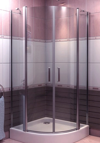 Радиусная душевая перегородка с раздвижными дверьми