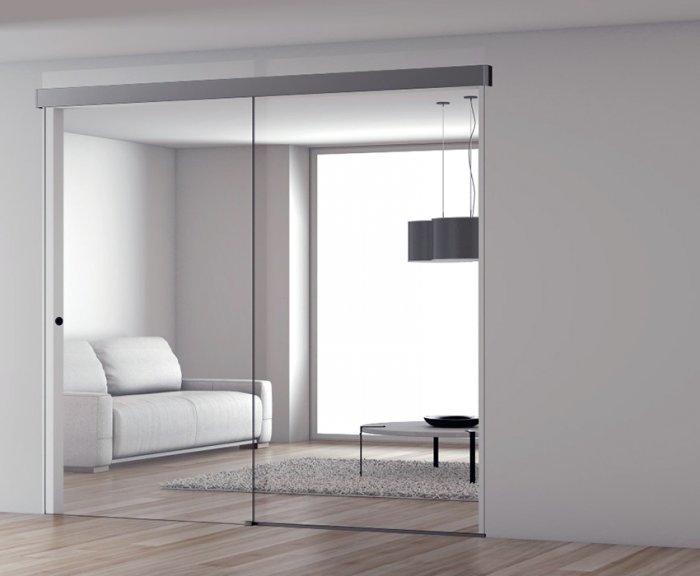 Дверь раздвижная с добором с закрытым треком