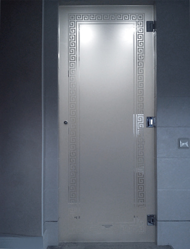 Дверь маятниковая на петлях с рисунком