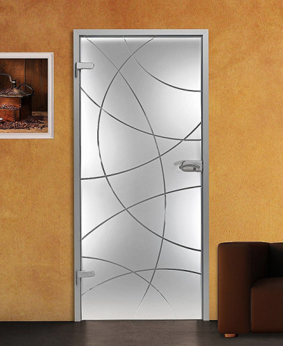 Дверь маятниковая на петлях с рисунком