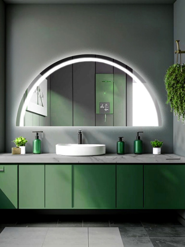 Зеркало полукруг с лицевой подсветкой