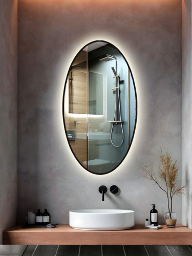 Зеркало Овал в раме с подсветкой