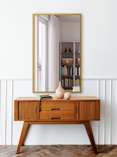 Зеркало прямоугольное в металлической раме с подсветкой